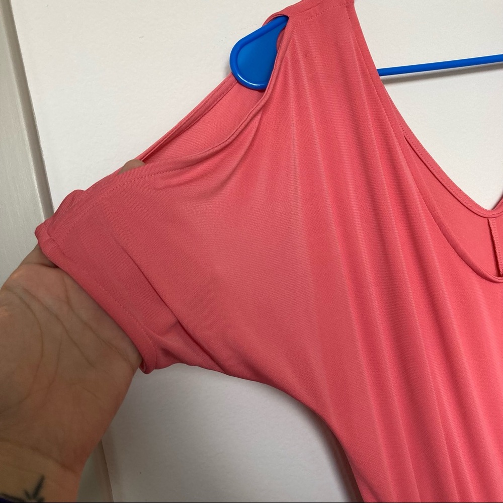 Zara Peach Cold-Shoulder Dress - Picture 2 of 4